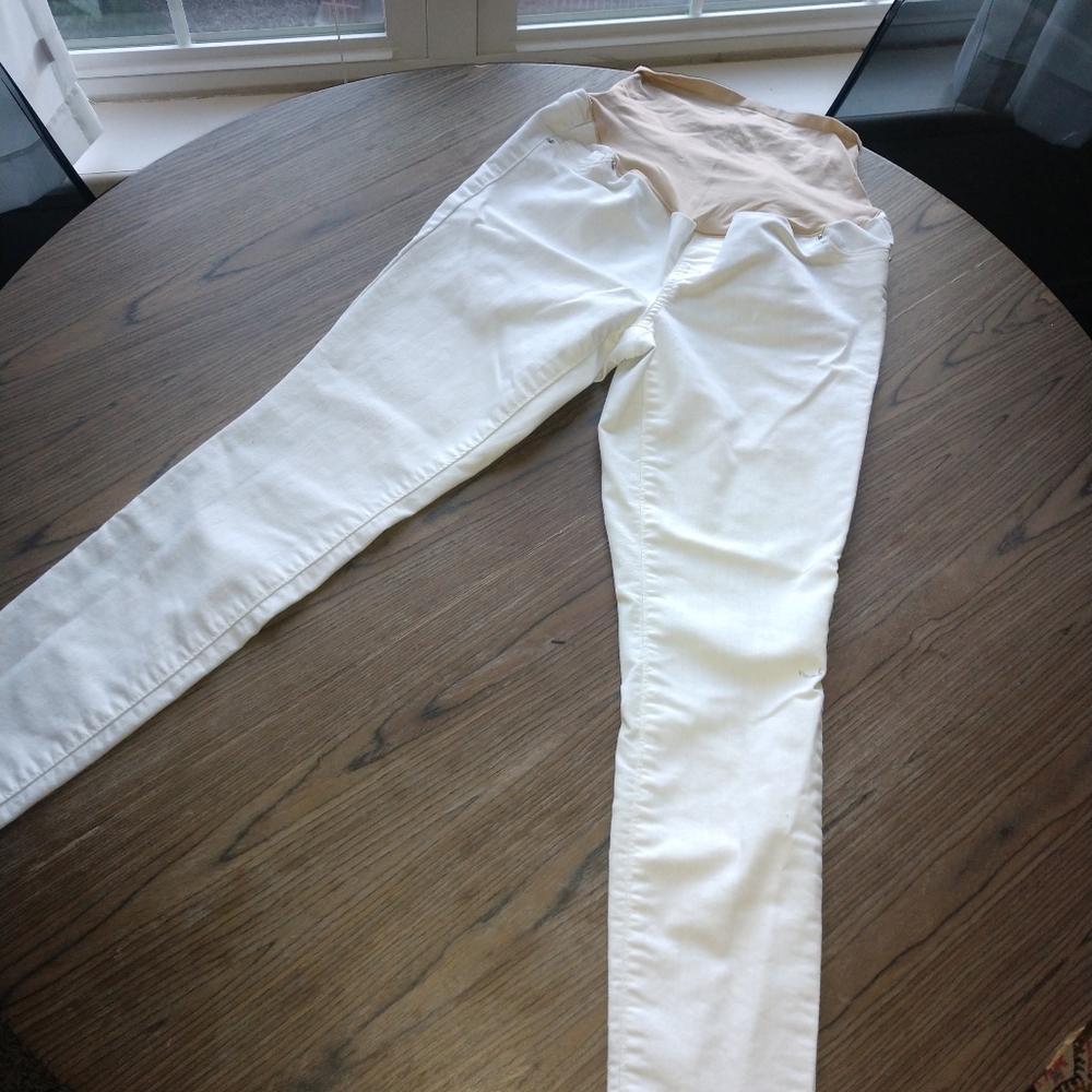 White maternity pants